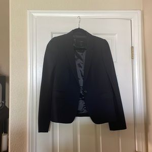 JCrew blazer with puff shoulders.